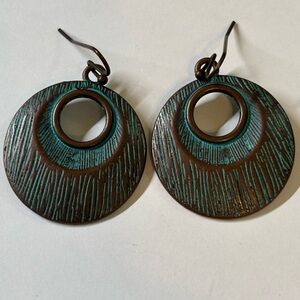 Rustic Brown and Blue Circular Earrings